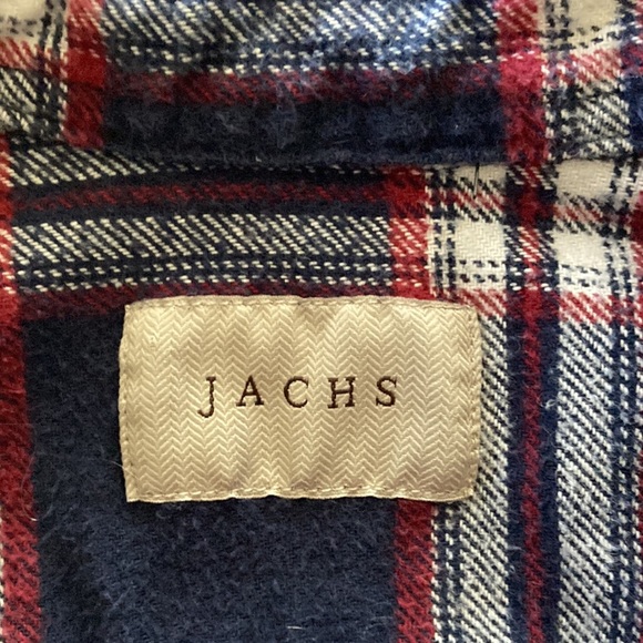 JACHS buttoned down shirt with blue white & red checks. Size Medium 100% cotton - Picture 7 of 11